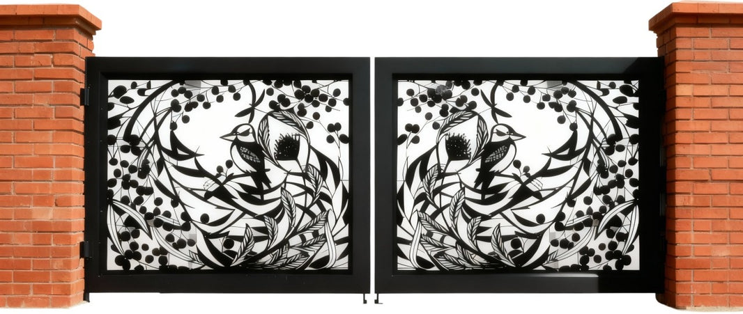 Twilight Whispers – Plasma-Cut Steel Driveway Gate Model # DWG158