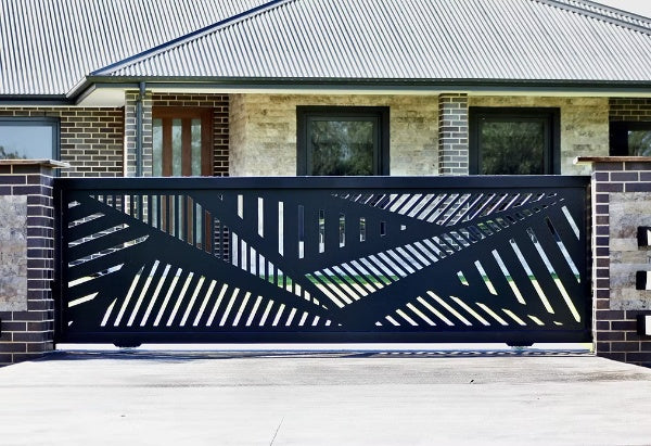 Fracture Lines – Plasma-Cut Geometric Steel Driveway Gate Model # DWG159