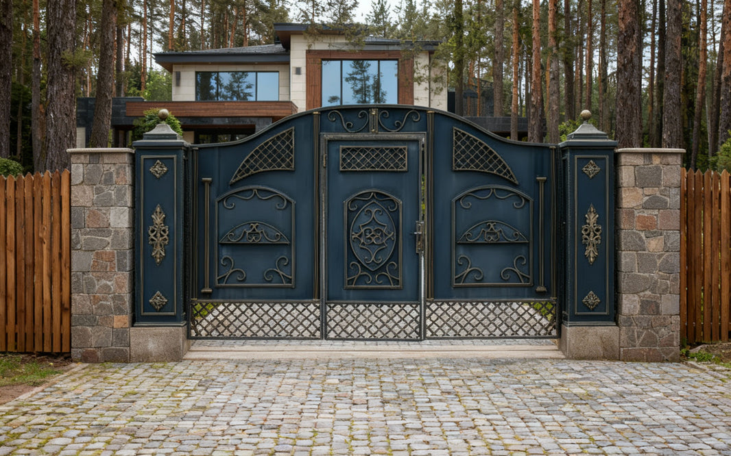 Baroncrest Signature – Emblematic Wrought Iron Gate with Gold Accents Model # DWG161