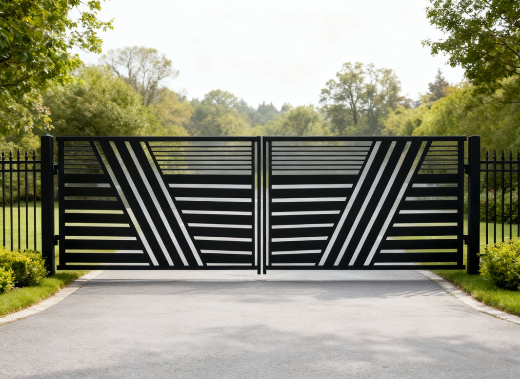 Stratos Vector – Modern Metal Gate with Diagonal Slat Geometry Model # DWG165