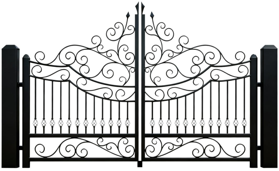 Ironspire Elegance – Ornamental Wrought Iron Driveway Gate Model # DWG166