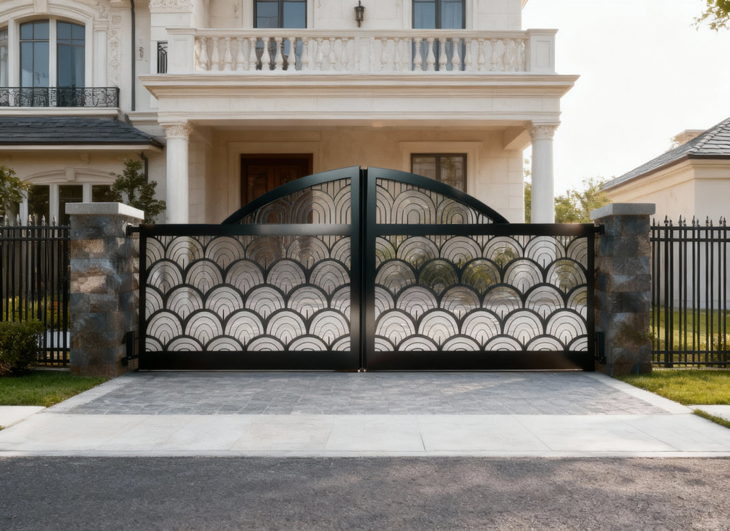 Arch-wave Pavilion – Decorative Metal Gate with Overlapping Arch Motif Model # 168
