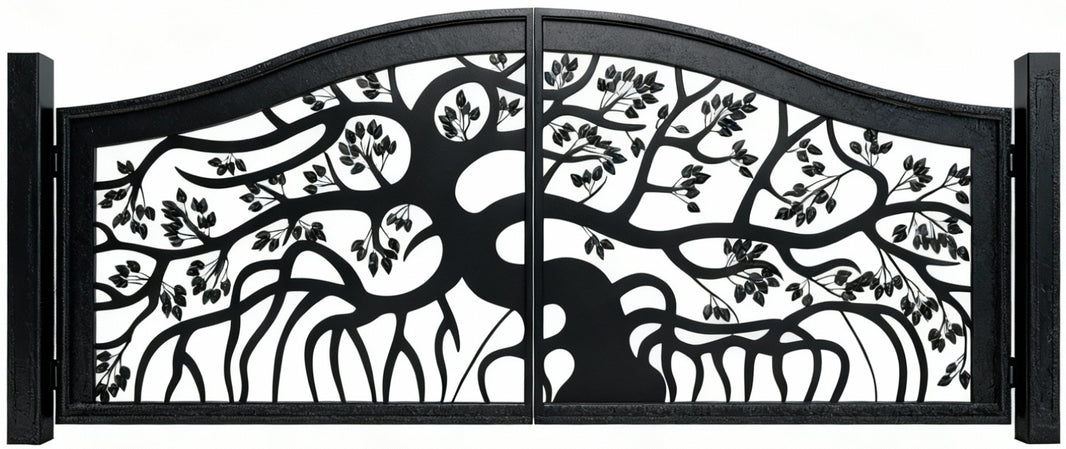 Arborcrest Legacy Gate – Wrought Iron Tree-of-Life Gate with Rooted Symmetry Model # DWG174