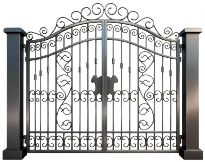 Arche line Scroll – Arched Top Scrollwork Wrought Iron Driveway Gate Model # DWG189