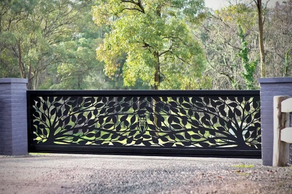 Silent Sentinel – Plasma-Cut Steel Driveway Gate Model # DWG199