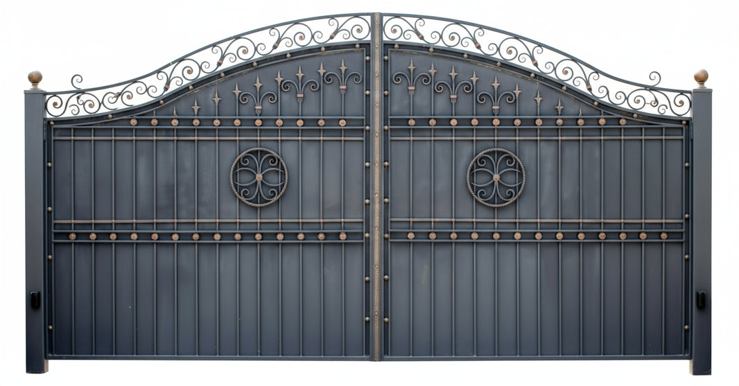 Rectangular Block Design Metal Entry Gate | Custom Duty Wrought Iron Driveway Gate | Made in Canada – Model # DWG200