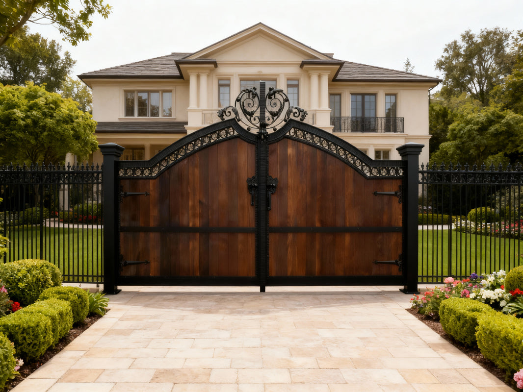 Regal Timbercrest – Wood & Wrought Iron Estate Driveway Gate Model # DWG204