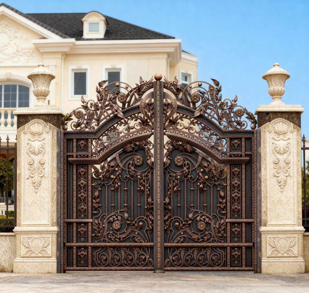 Imperium Copperleaf – Luxury Steel & Cast Copper Estate Gate Model # DWG719