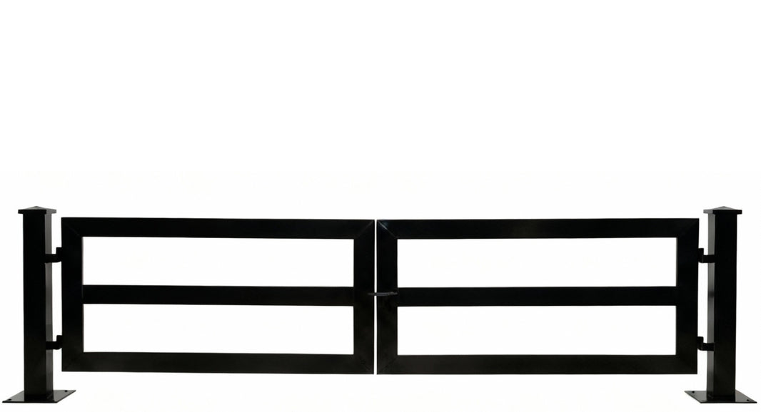 Gridline Axis – Rectangular Steel Gate with Dual Swing Panels & Base-Mounted Posts Model # DWG858
