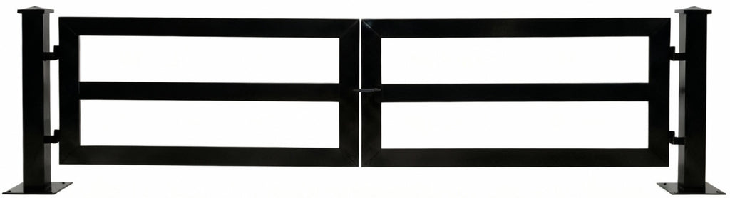 Gridline Axis – Rectangular Steel Gate with Dual Swing Panels & Base-M