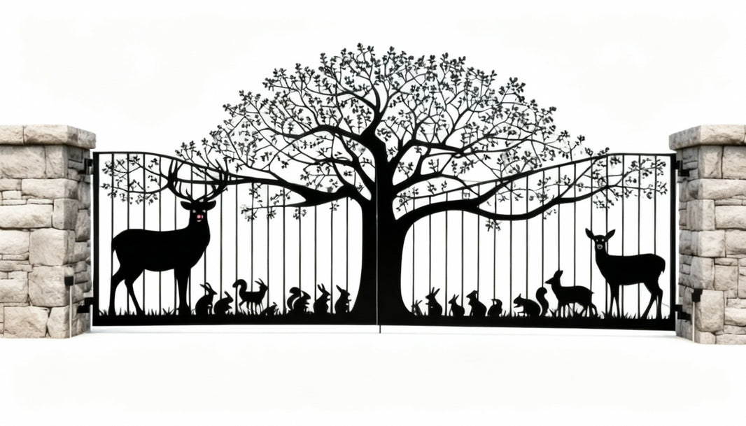 Tree of Life Whispering Grove Woodland Silhouette plasma Driveway Gate Model # DWG862
