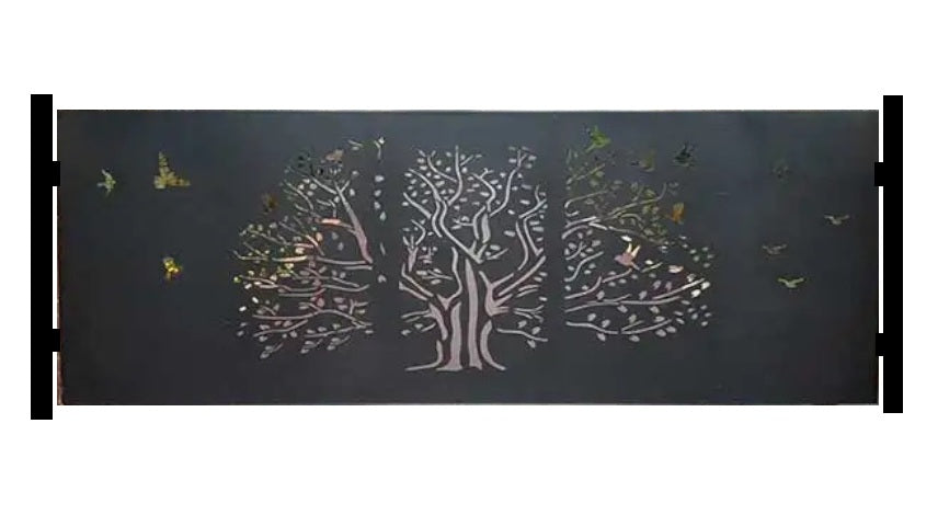 Twin Canopy – Nature-Inspired Tree & Birds Plasma-Cut Steel Gate | Elegant Black Finish Model # DWG869
