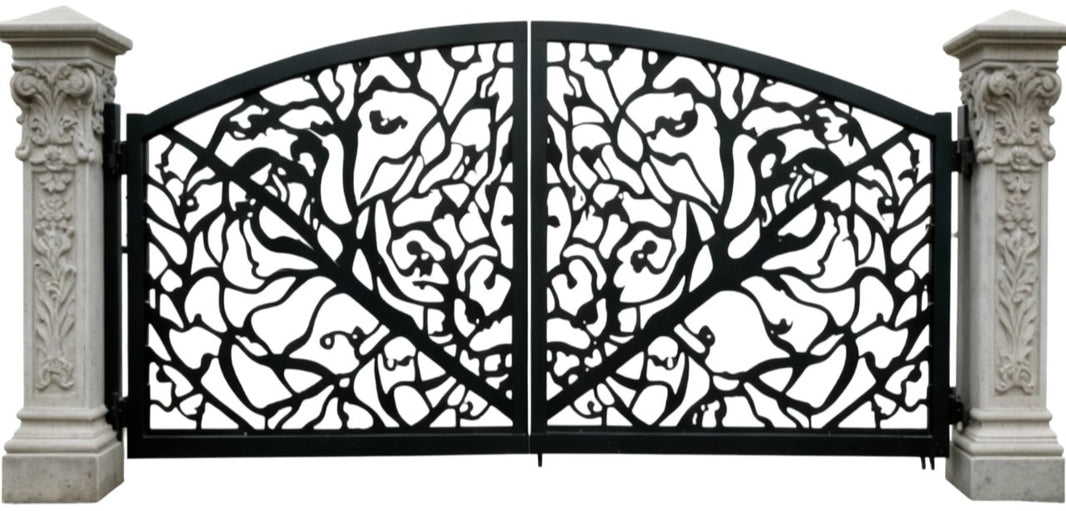 Roselure Arbor – Ornate Wrought Iron Gate with Rose Scrolls Model # DWG869