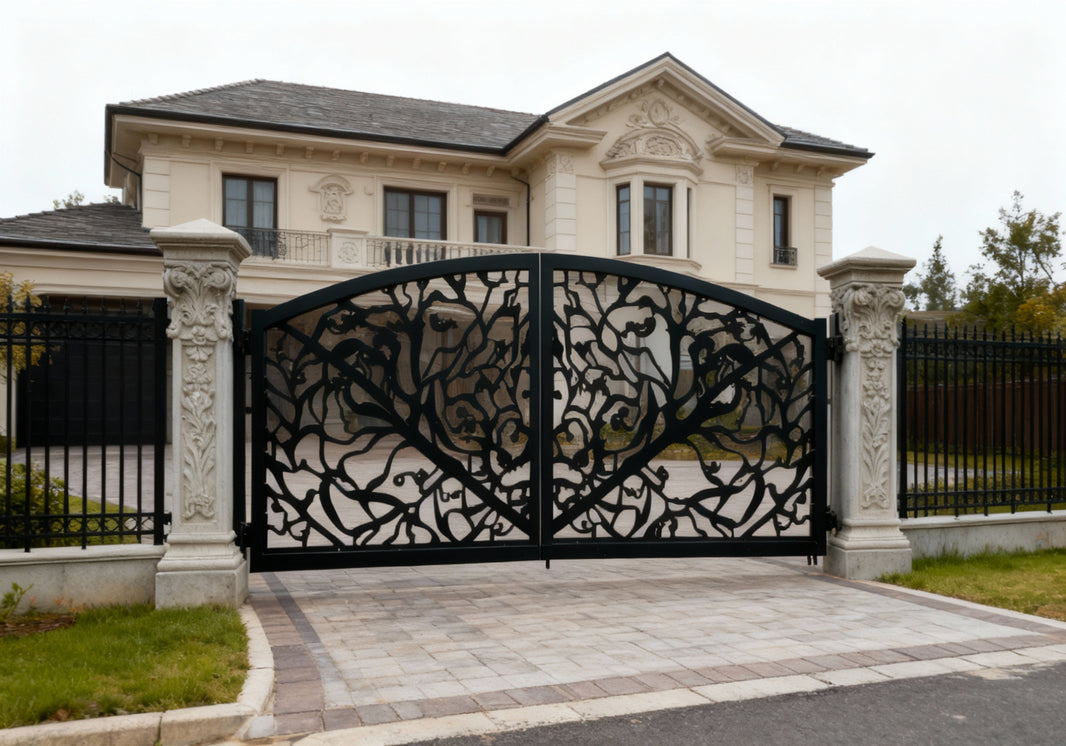 Roselure Arbor – Ornate Wrought Iron Gate with Rose Scrolls Model # DWG869