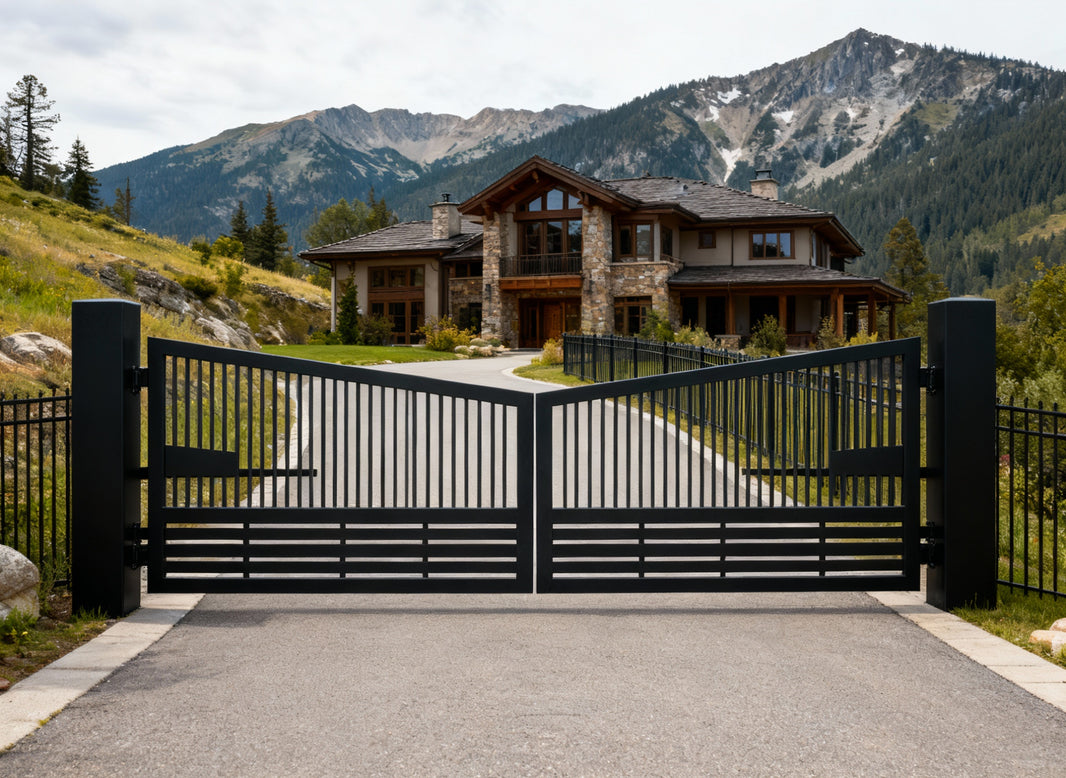 Linear Vault – Modern Sliding Steel Driveway Gate Model # DWG886