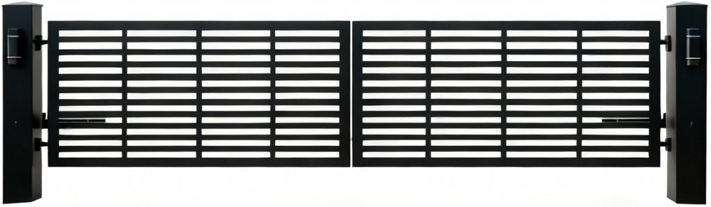 GridForm Axis – Modern Steel Driveway Gate with Geometric Paneling Mod
