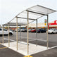 Black steel frame and precision‑welded joints on TAIMCO shopping cart shelter.