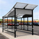 Structural beam and support detail of TAIMCO metal shopping cart shelter showcasing commercial‑grade fabrication.