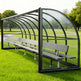 Aluminum bench seating inside TAIMCO referee shelter designed for sports officials.