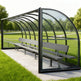 Transparent side panel on TAIMCO referee shelter providing visibility and wind protection.