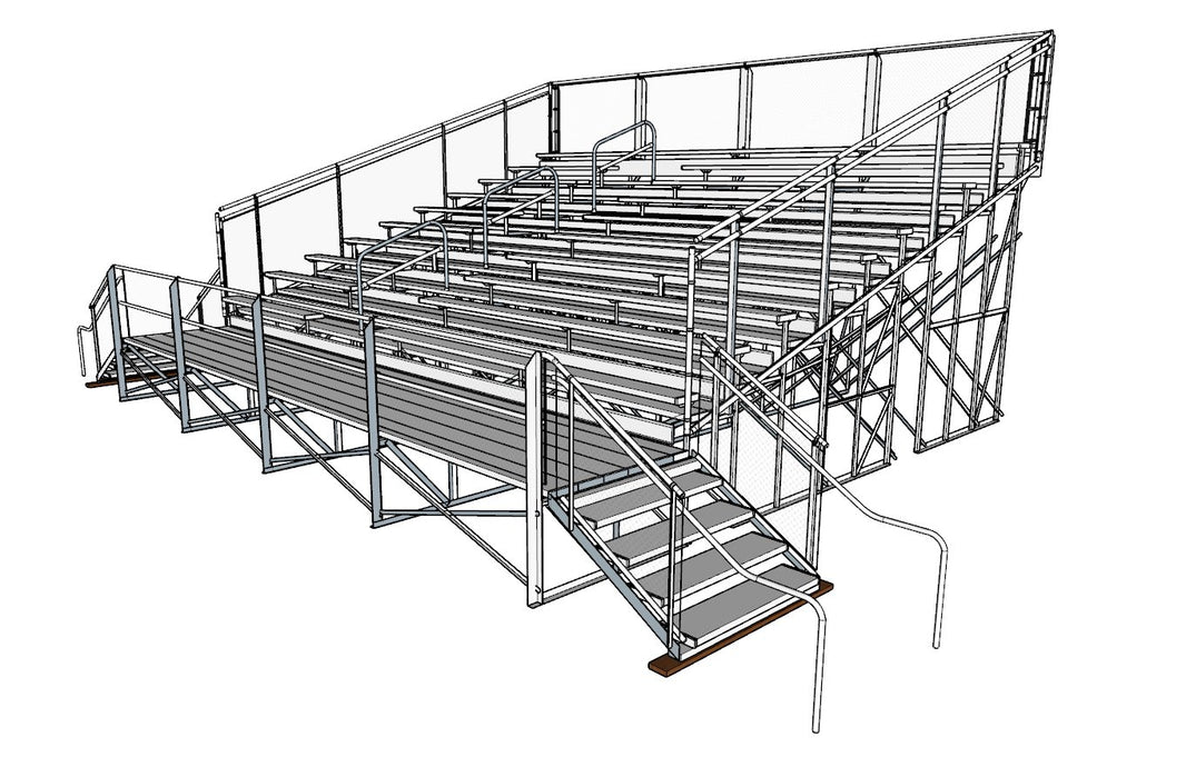 Elevated Deluxe Bleachers 15 Row System - Model BLECED15