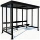 TAIMCO bus stop shelter installed outdoors with flat roof and glass side panels for public transit use.