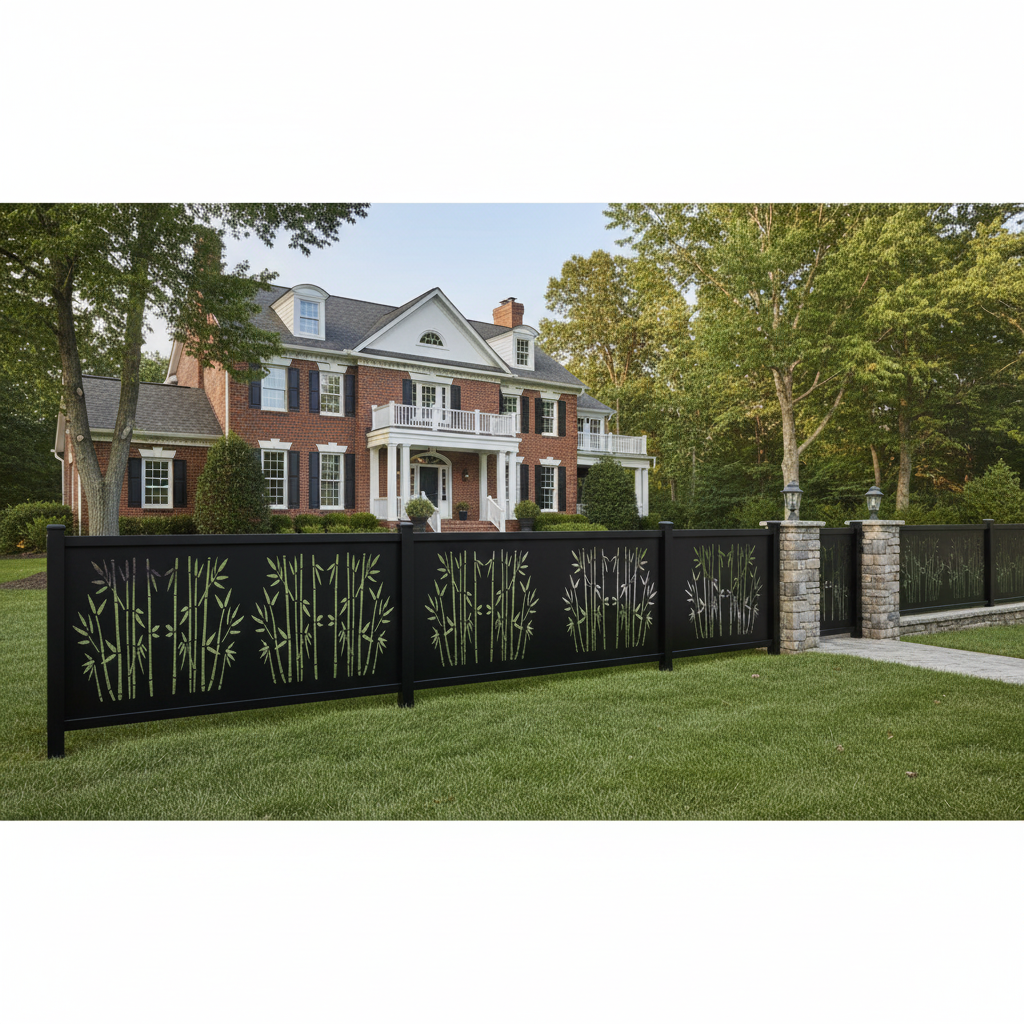Bamboo Forest Plasma‑Cut Steel Fence Panel | Decorative Metal Privacy Screen Model # FP939