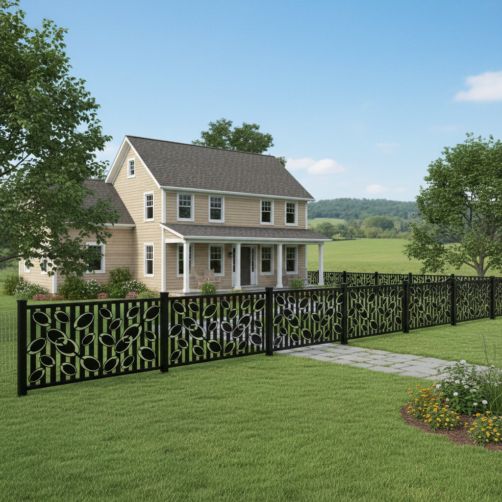 Optical Illusion Plasma‑Cut Steel Fence Panel | Modern 3D Effect Metal Privacy Screen Model # FP940