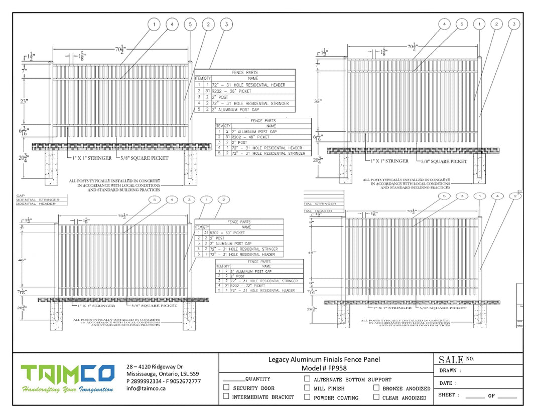 Legacy Aluminum Finials Fence Panel - Model # FP958