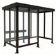 TAIMCO bus stop shelter with flat roof, full glass panels, and integrated bench seating.