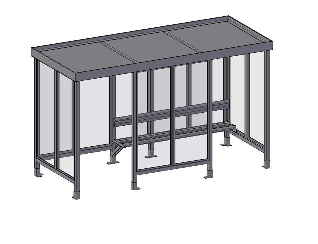 Flat Top Roof Bus Stop Shelter Two Opens Front Model FRBSS2OP