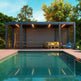 Modern free‑standing louvered pergola with adjustable roof blades