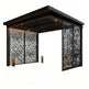 Modern louvered pergola with LED lighting and decorative privacy screen