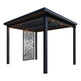 Top‑down angle showing louvered roof system and frame