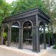 Top‑down angle showing pergola roof frame and ornamental perimeter.
