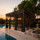 Architectural steel pergola with arched openings and modern finish