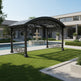 Full product view of ornamental pergola with classical design