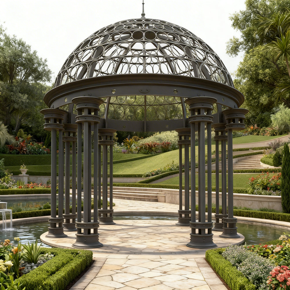 Top‑down angle showing geometric dome roof pattern
