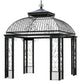 Square ornamental pergola with dome‑top scrollwork roof and decorative columns