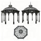 Ornamental pergola with Gothic arches and decorative finial