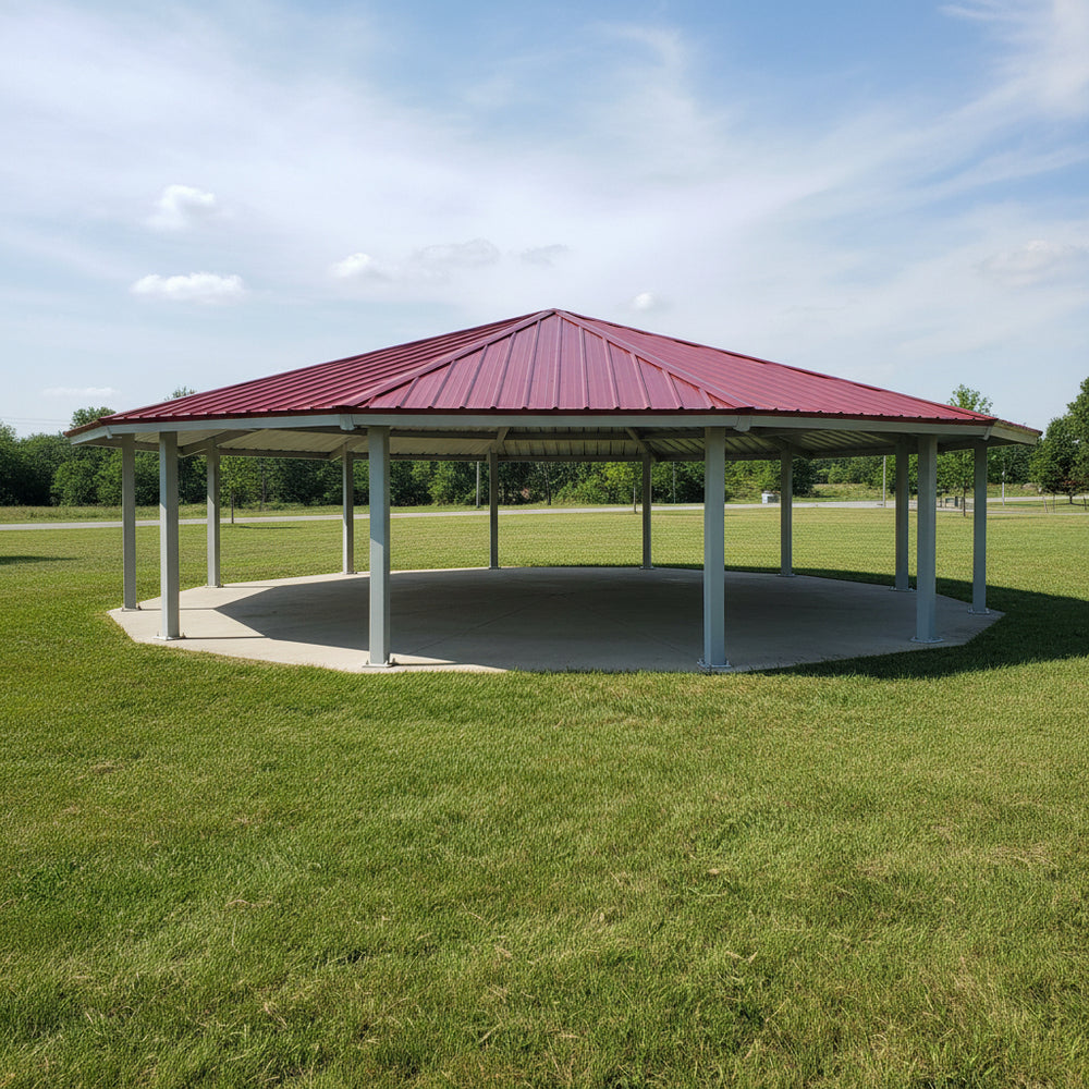 Detail shot of steel column base plates and structural connections