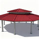Full product view of dodecagon steel gazebo with two‑tier roof and modern design.
