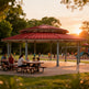 Full product view of dodecagon steel gazebo with two‑tier roof and modern design