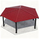 Hexagon one‑tier steel park gazebo with a modern metal frame, open‑air design, and durable steel roof, shown in a clean product view