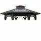Hexagonal gazebo with a metal roof on a white background