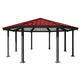 Octagon one‑tier steel gazebo with red metal roof and eight vertical support columns