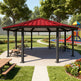 Side angle of octagon metal gazebo with recessed roof and powder‑coated steel frame