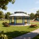 Top‑down angle showing octagon gazebo roof structure and geometric layout