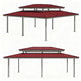 Close‑up of steel roof panels and structural columns on two‑tier pavilion