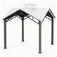 Front view of square metal pavilion featuring cupola‑vented roof